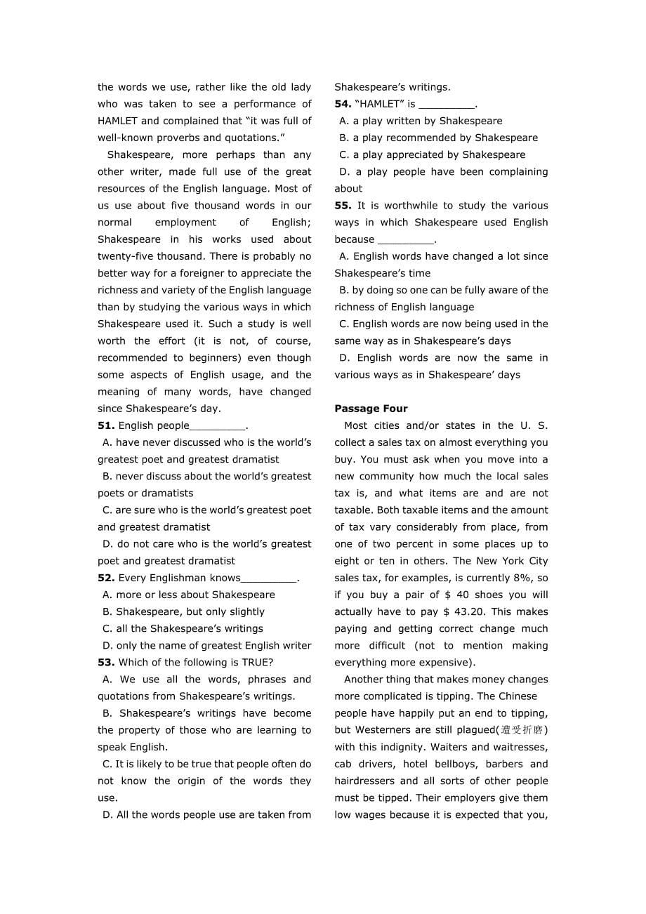 2009年河南专升本考试公共英语真题及答案(打印版)_第5页