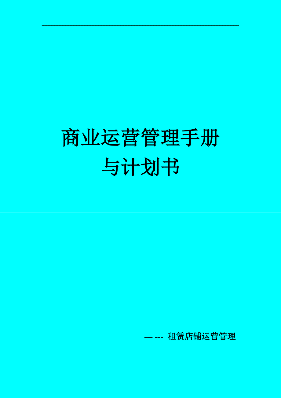 商业运营管理手册与计划书_第1页