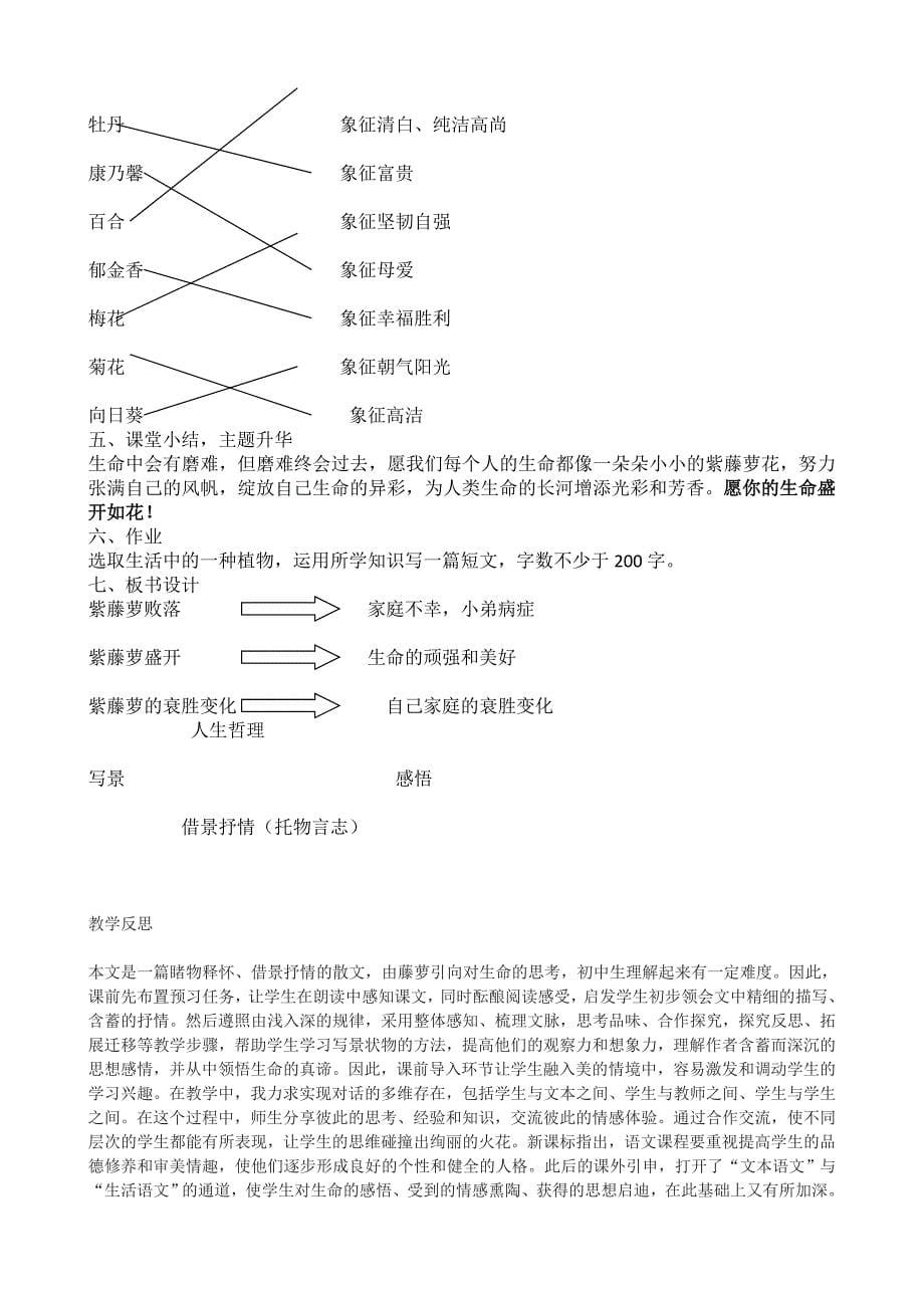 2016-2017学年度[河大版]八年级语文（上）《紫藤萝瀑布》教学设计_第5页