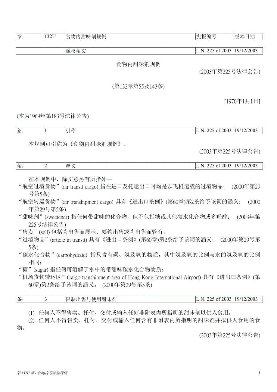 食物内甜味剂规例_第1页