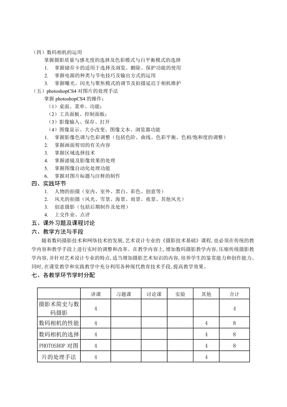 《摄影基础》教学大纲修改版_第2页