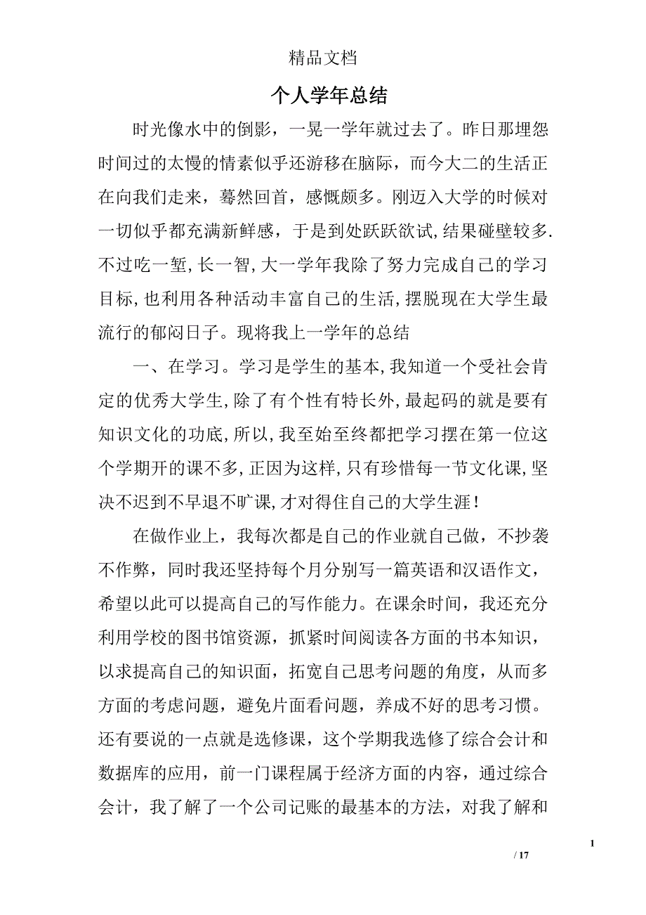 个人学年总结精选 _第1页