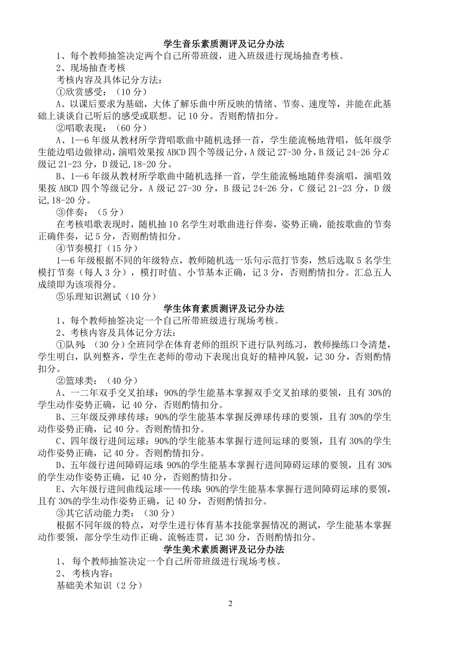 学生英语、音乐、体育、美术素质考核实施意见[1]_第2页