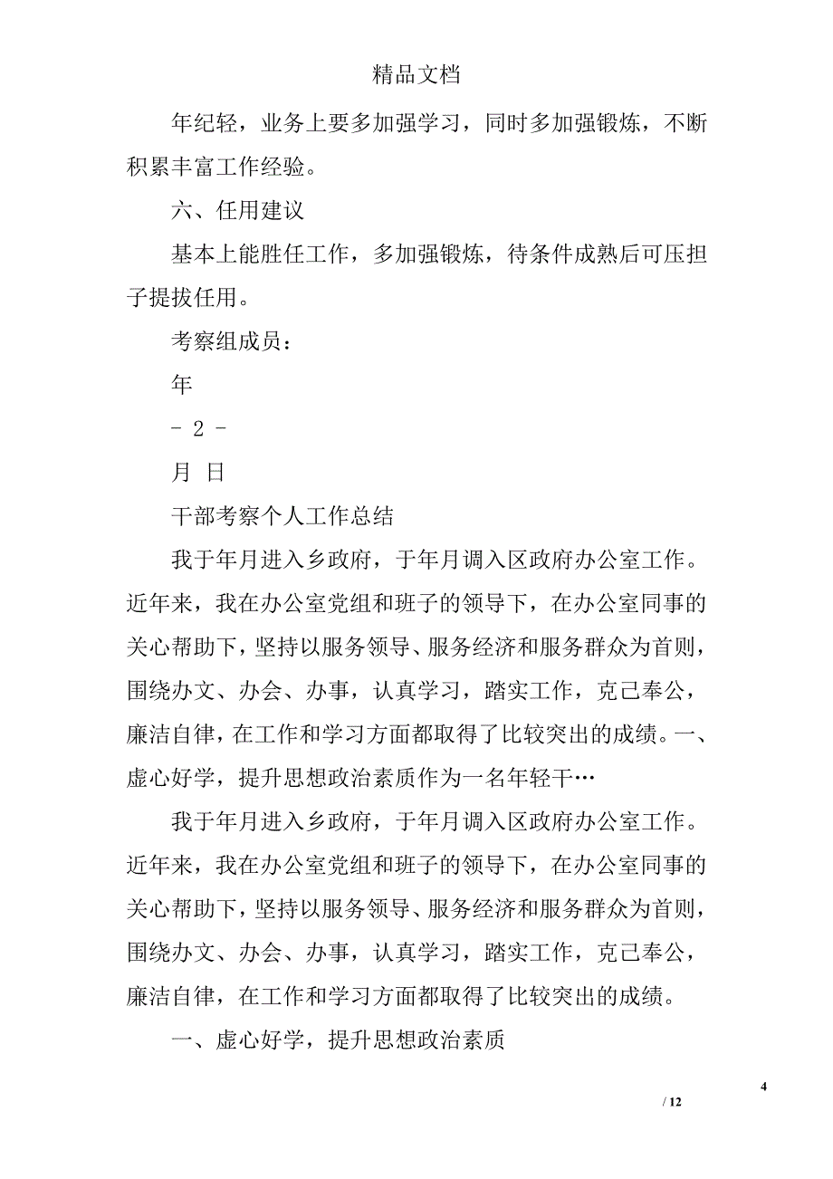 干部考察工作报告精选 _第4页