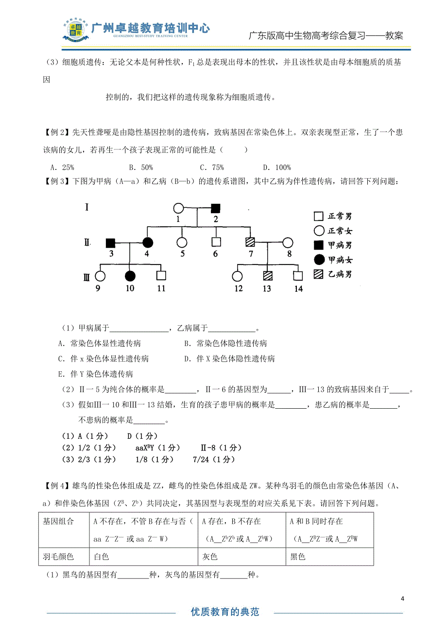 高三生物复习专题-遗传学专题_第4页