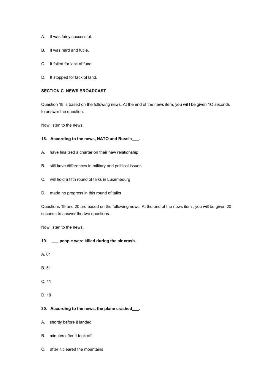 2000年英语专业四级真题试卷及其参考答案_第5页