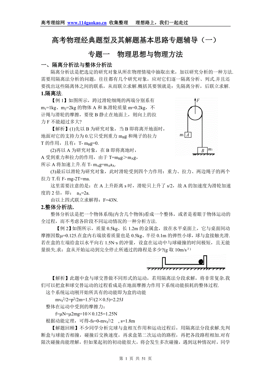 高考物理经典题型及其基本解题思路专题辅导_第1页