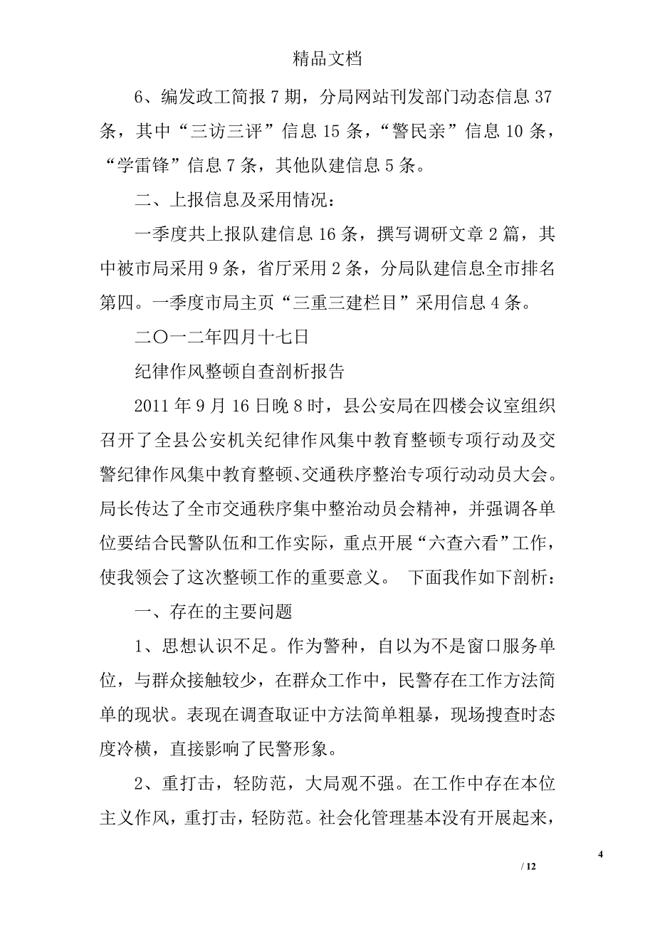 公安机关自查报告精选 _第4页