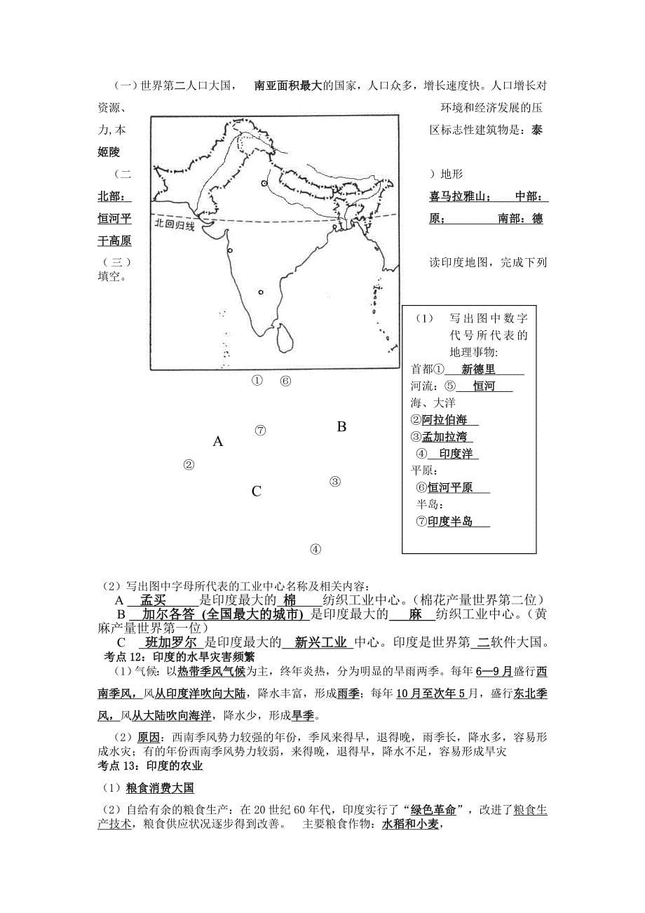 七年级下册地理复习资料_第5页