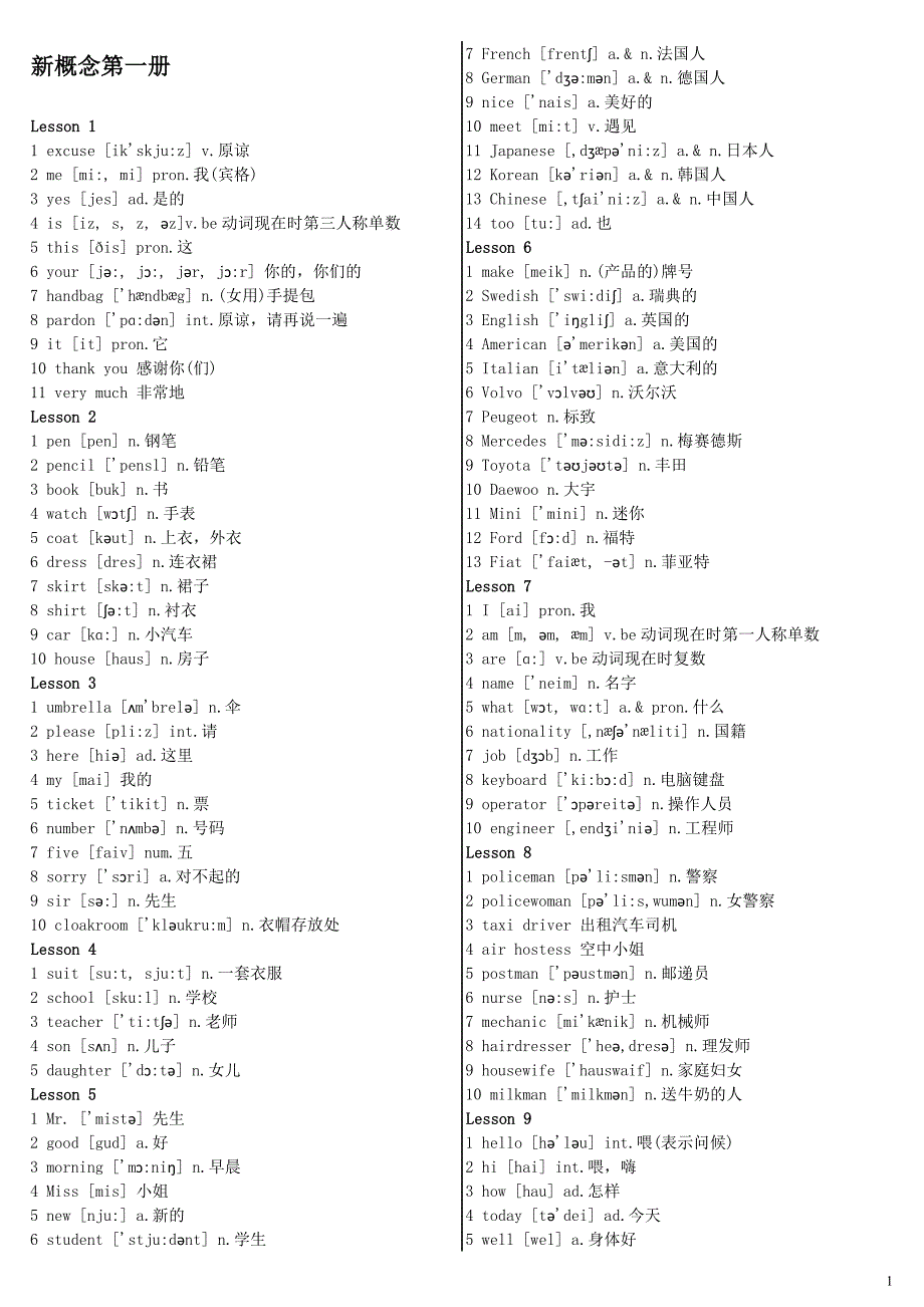 新概念英语单词1-4册_第1页