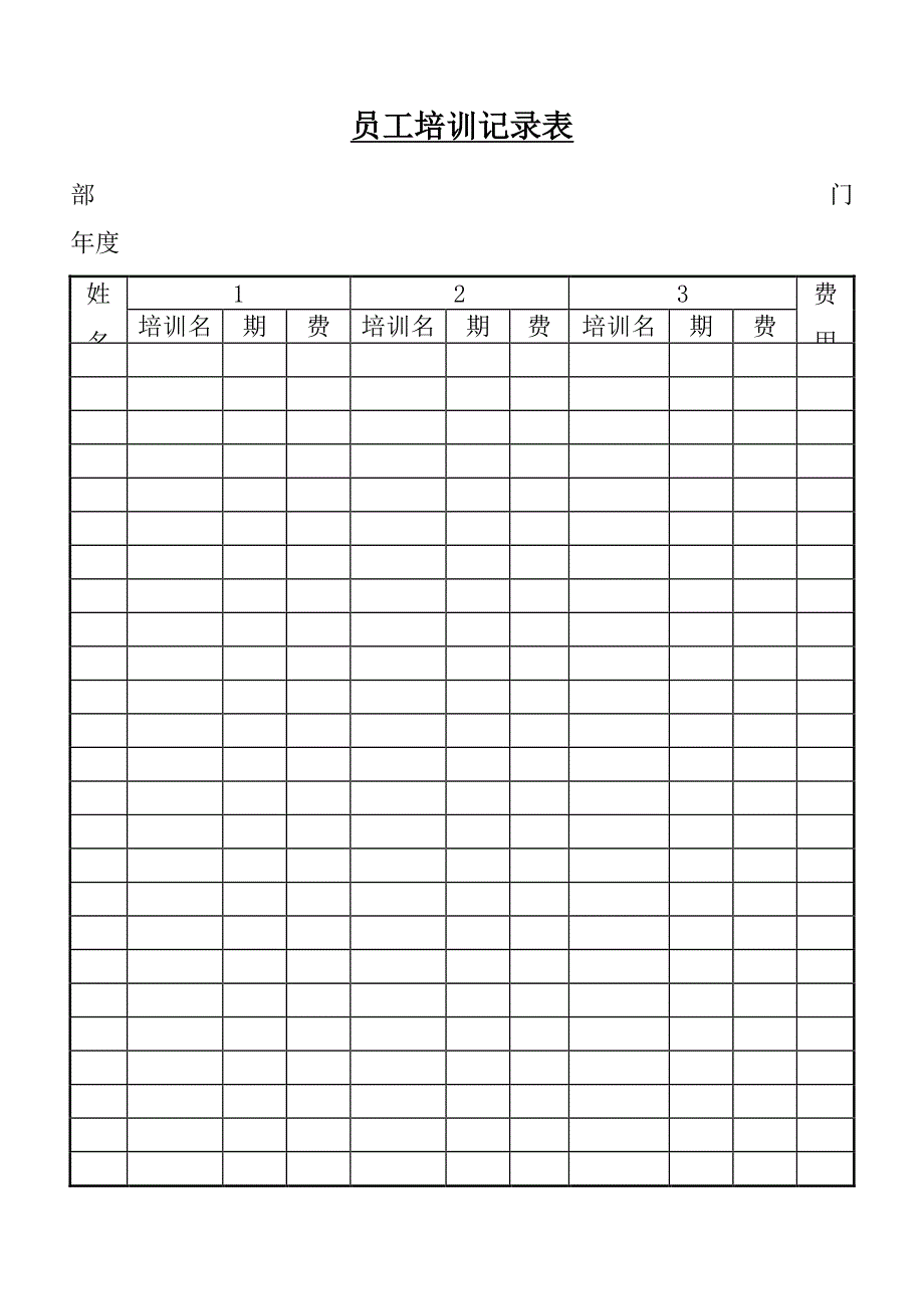 HR培训管理工具之员工培训记录表_第1页