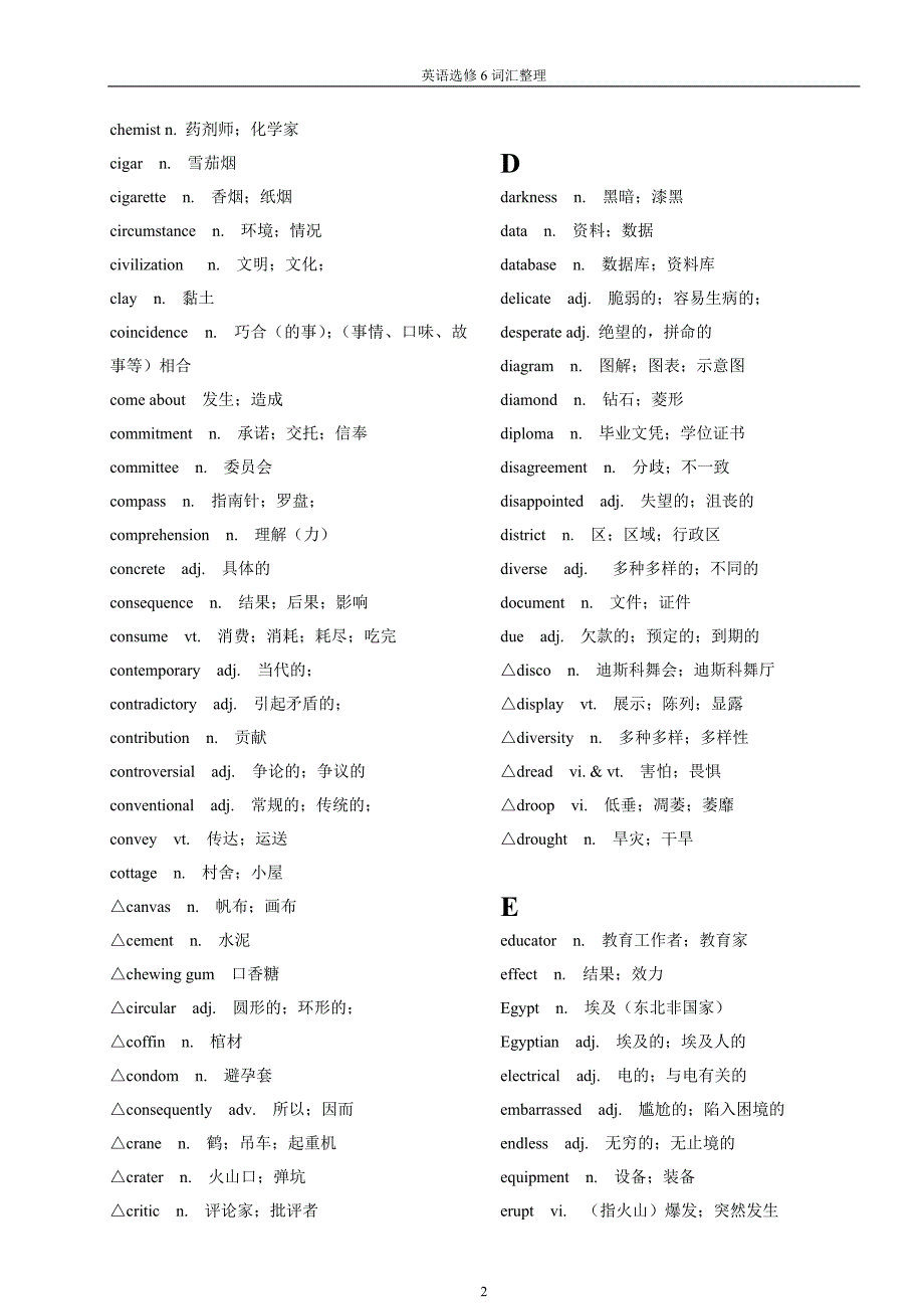 英语选修6词汇整理_第2页