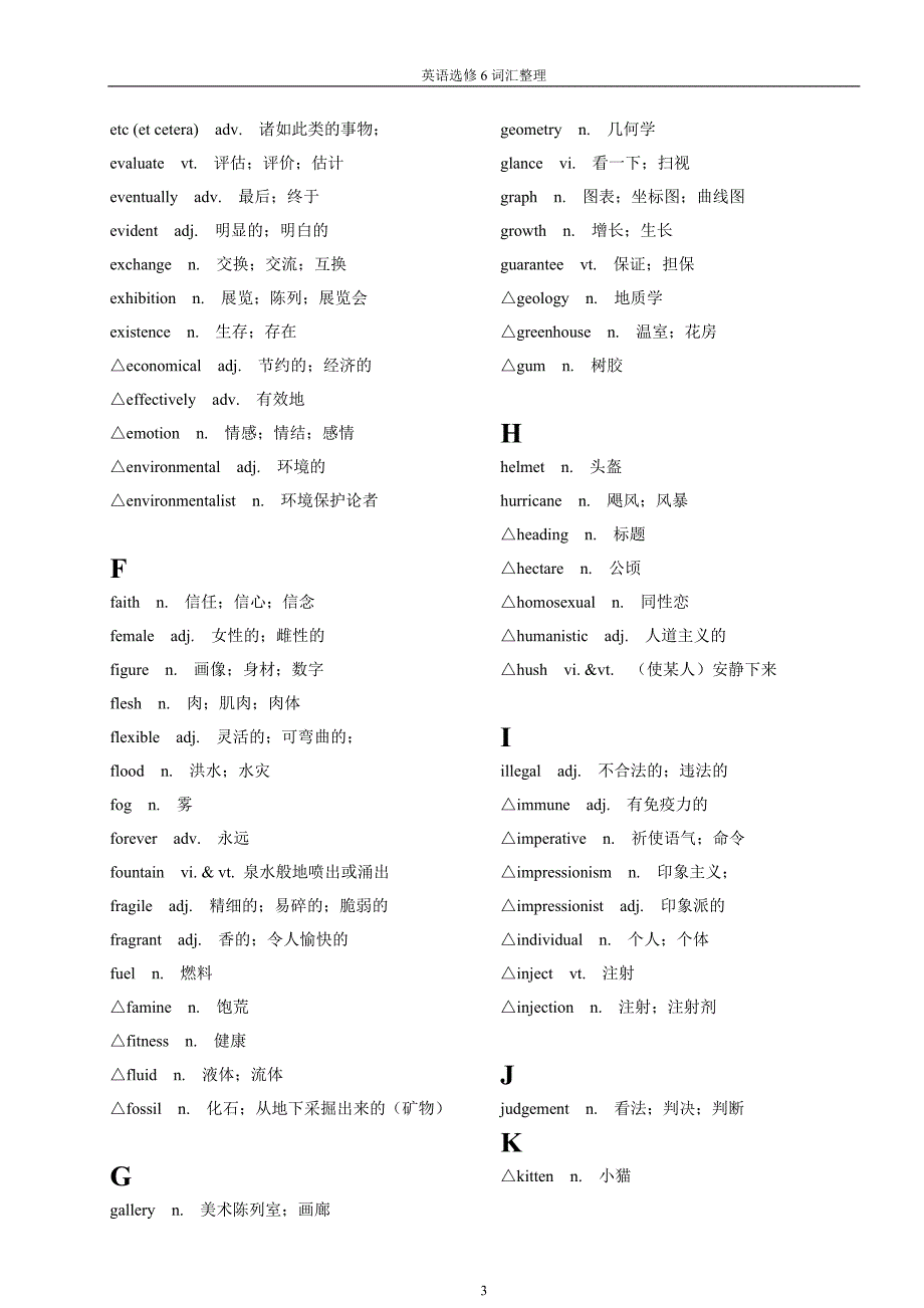 英语选修6词汇整理_第3页