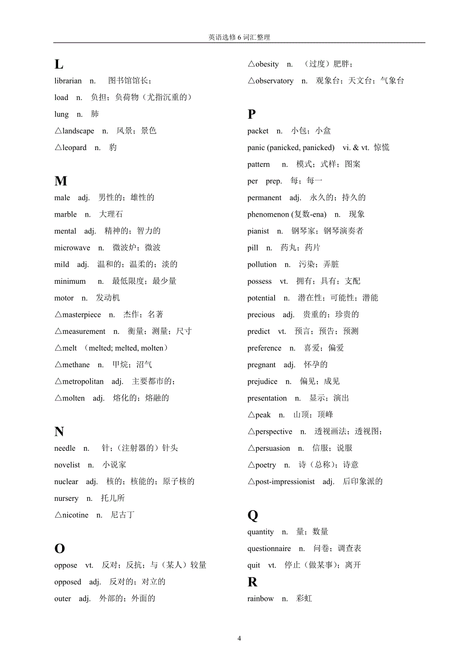 英语选修6词汇整理_第4页