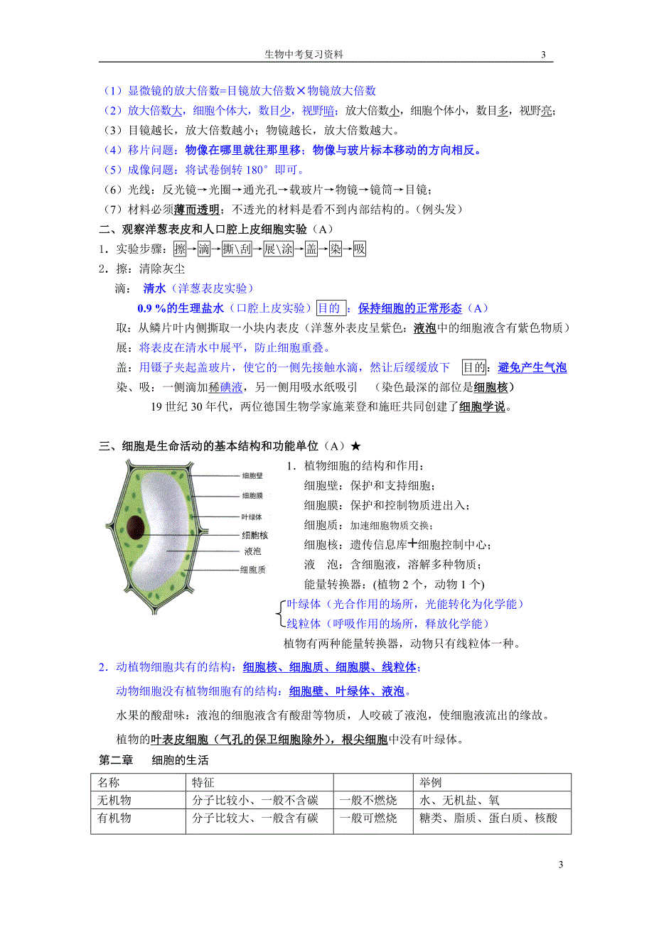 七年级生物上册复习提纲(人教版)--精华_第3页