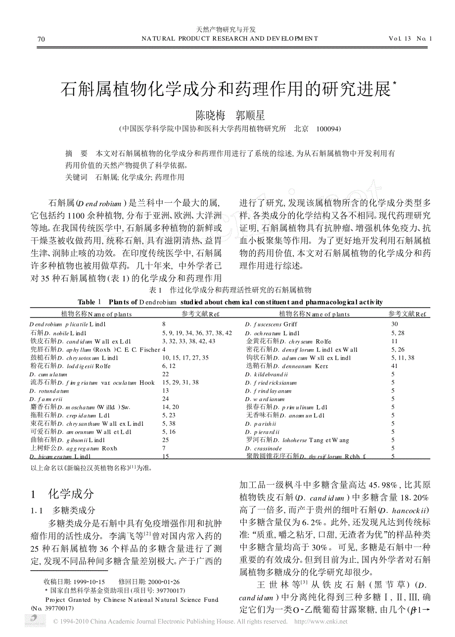 石斛属植物化学成分和药理作用的研究进展_第1页