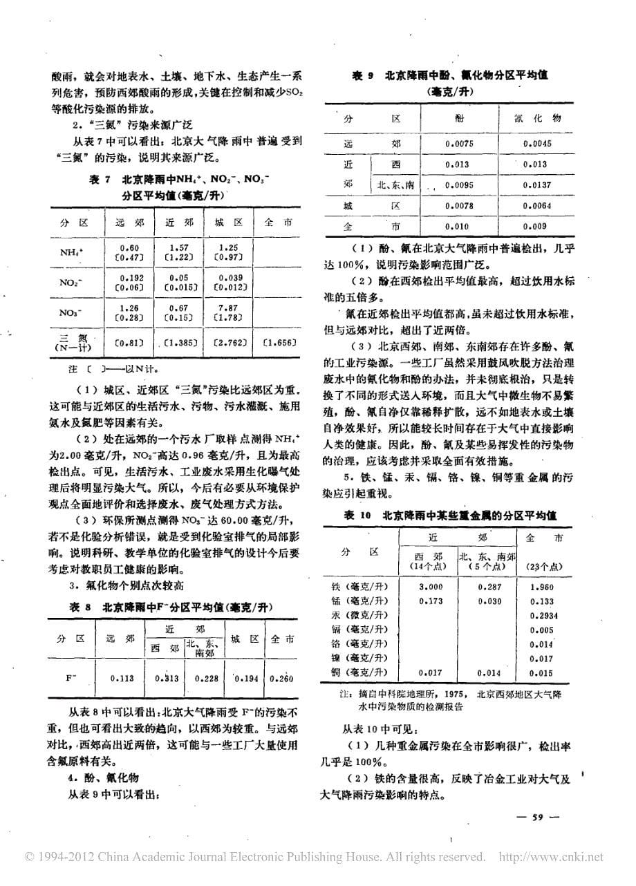 北京地区大气降水水质初步分析研究_第5页