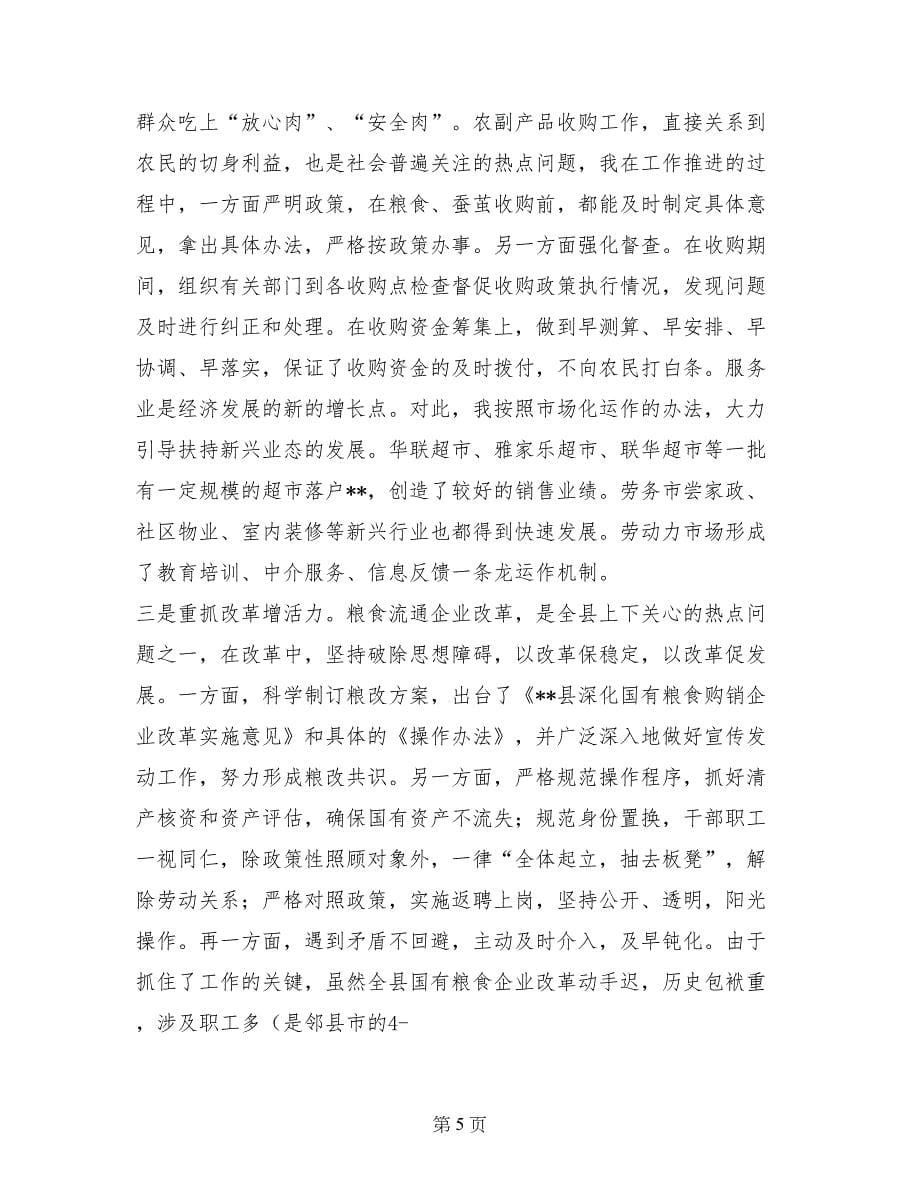 县人民政府副县长述职报告_第5页