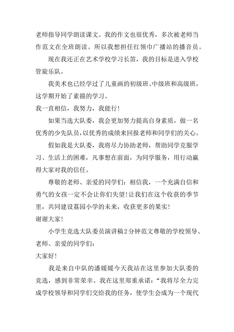 小学生竞选大队委员演讲稿2分钟_第3页