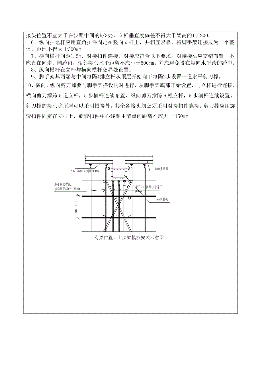 满堂脚手架技术交底记录表_第2页