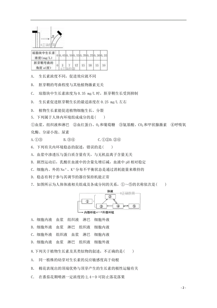 四川省凉山木里县2017-2018学年高二生物上学期期中试题_第2页