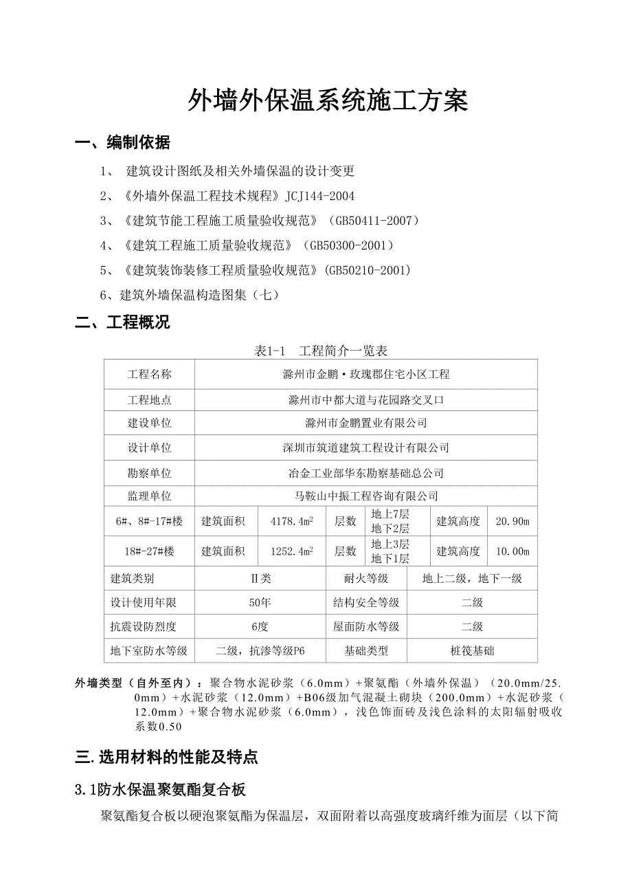 聚氨酯复合板外墙外保温系统施工方案_第1页