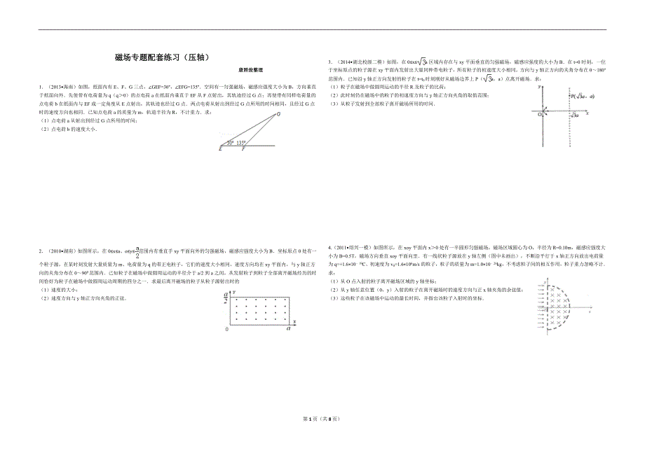 磁场专题训练(压轴)_第1页