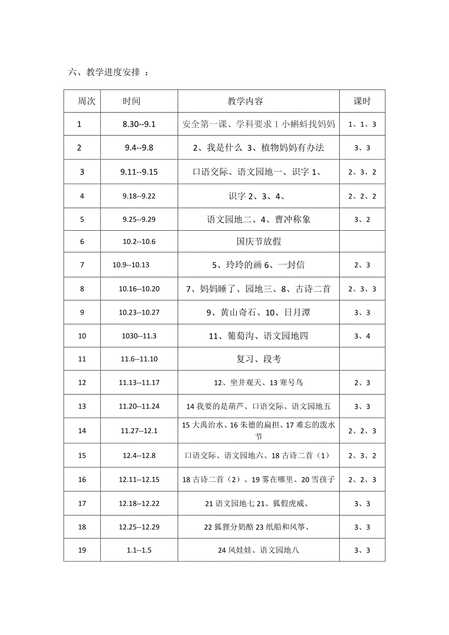 二年级上册语文教学计划及教学进度_第4页