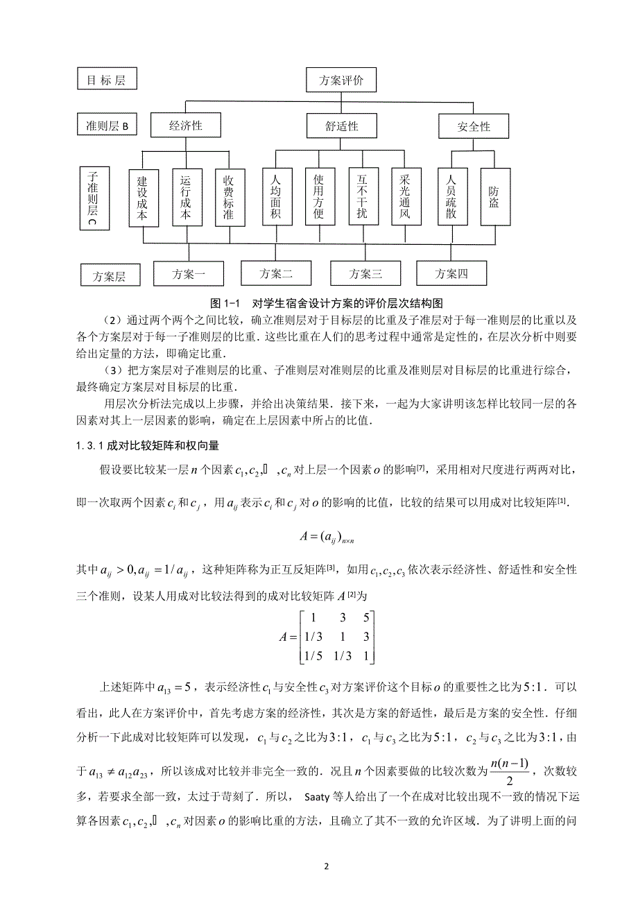 学生宿舍设计方案的层次分析模型_第2页