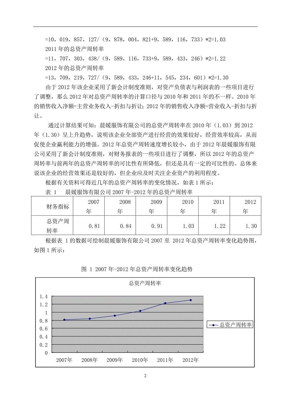 晨媛服饰有限公司财务报表分析毕业论文_第5页