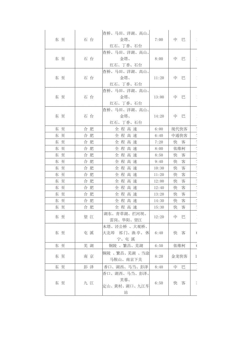 池州汽车站时刻表_第5页