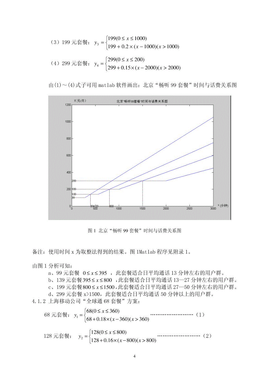 手机“套餐”最优消费的数学模型_第4页