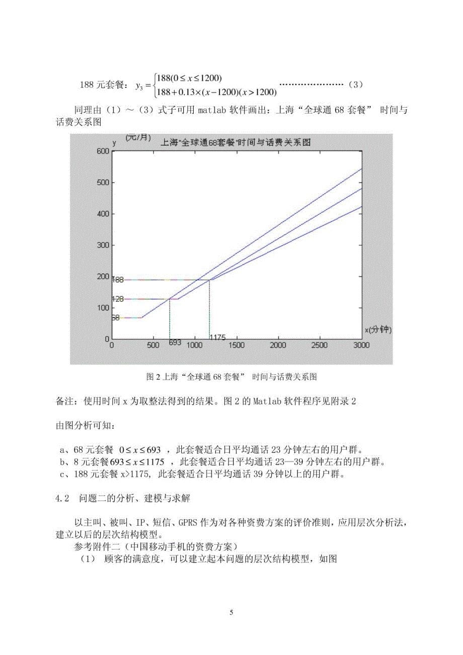 手机“套餐”最优消费的数学模型_第5页