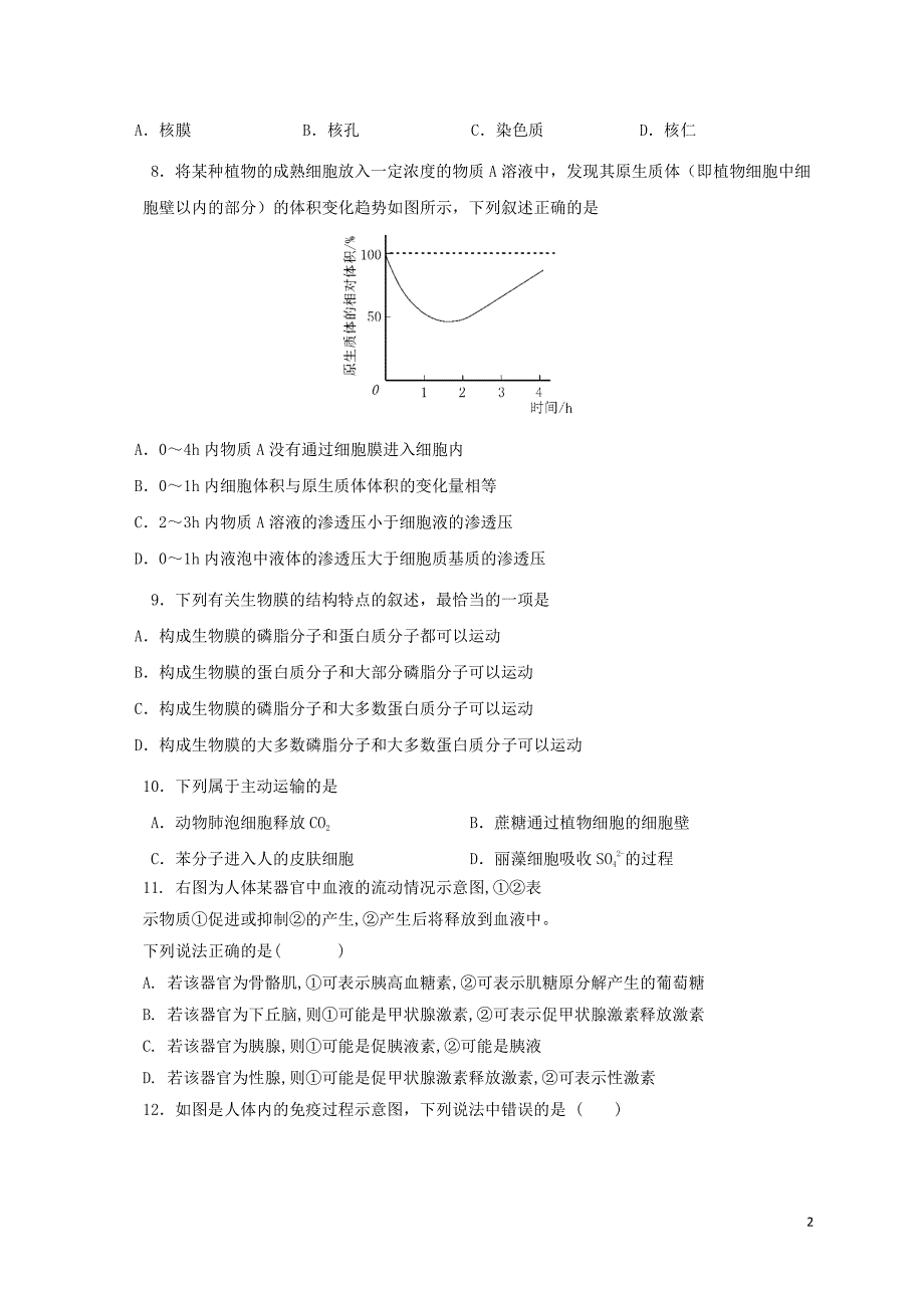 福建省闽侯县2017-2018学年高二生物上学期期中试题_第2页