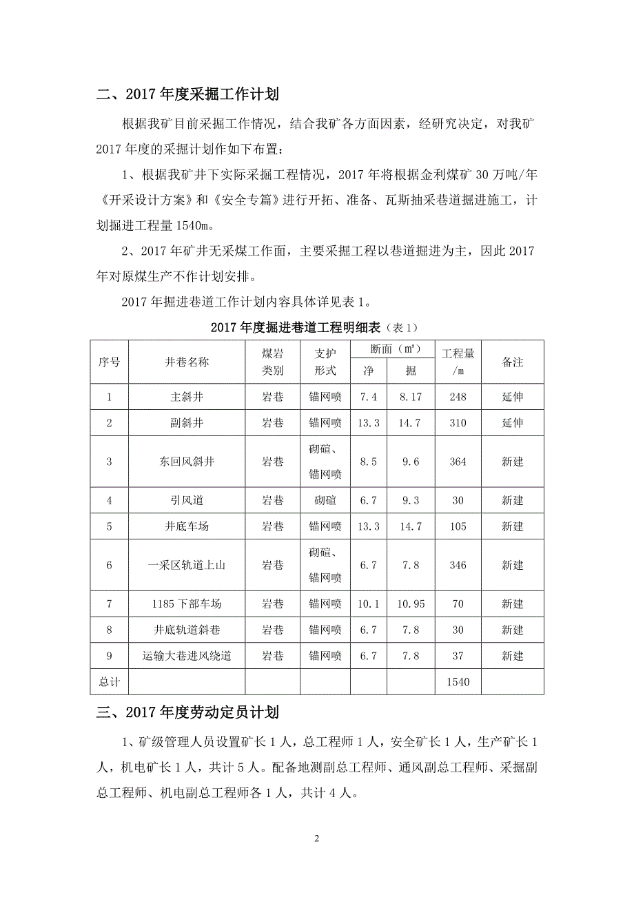 xx煤矿2017年度劳动定员方案_第3页