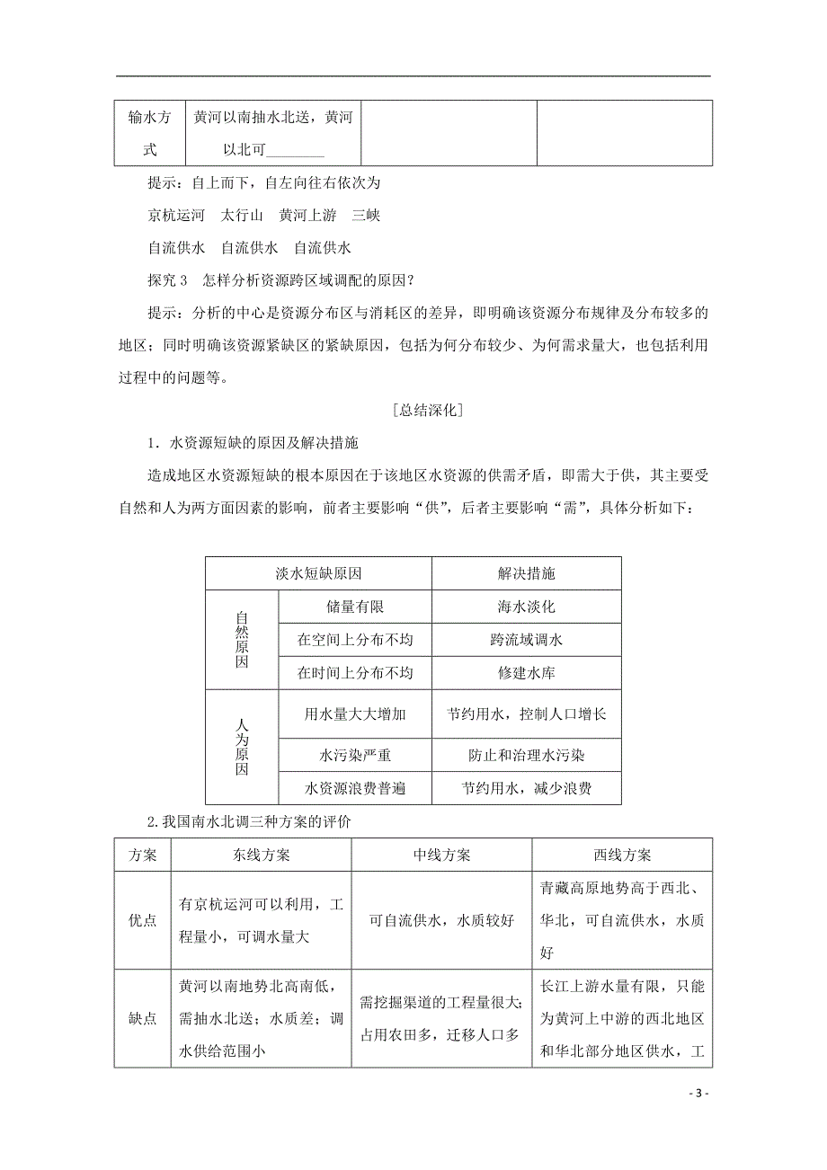 2017-2018学年高中地理 第三单元 区域资源、环境与可持续发展 第三节 资源的跨区域调配——以南水北调为例习题 鲁教版必修3_第3页