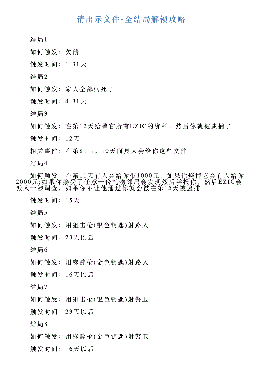 请出示文件全结局解锁攻略_第1页