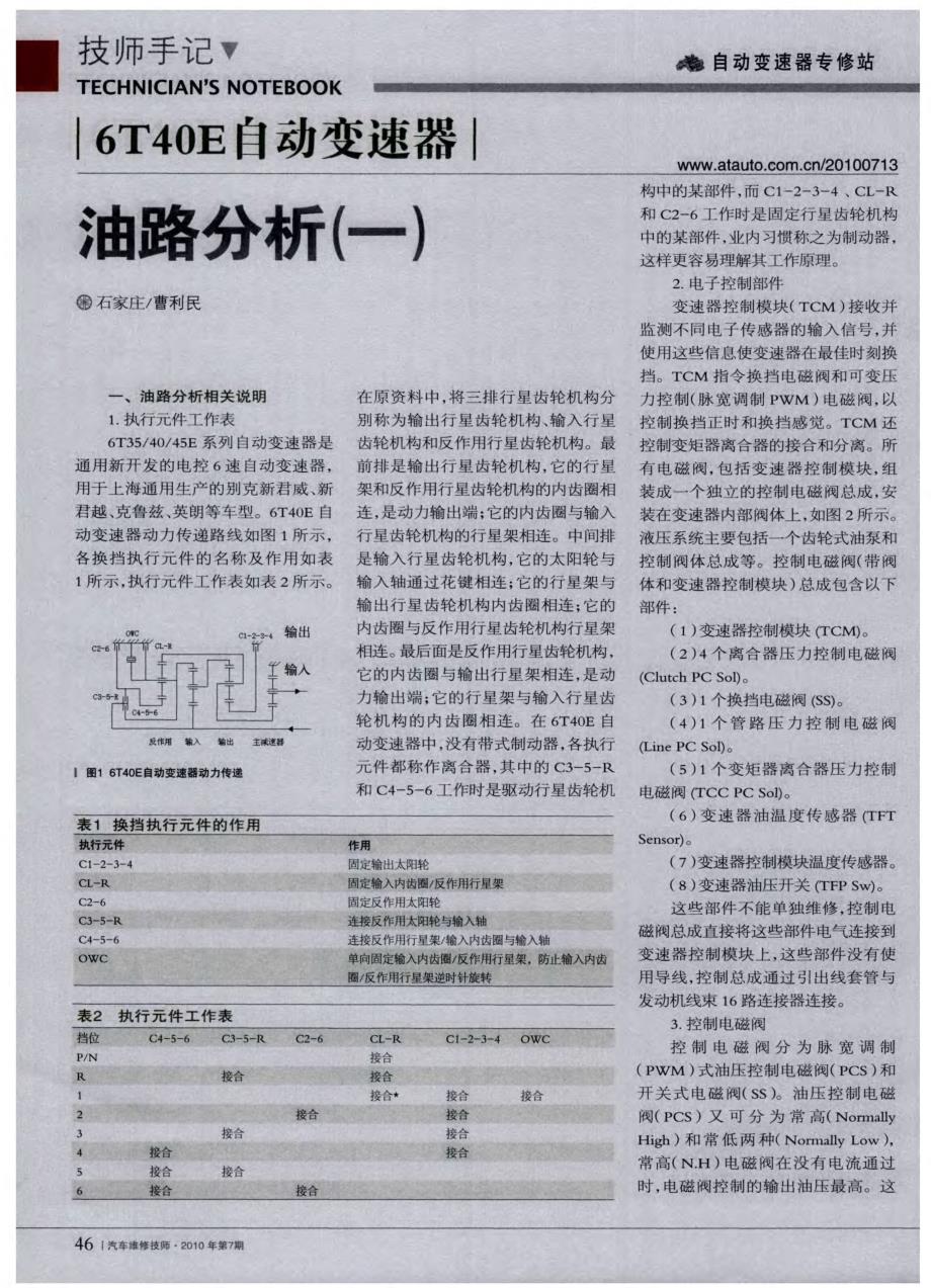 6T40E自动变速器油路分析(一)_第1页