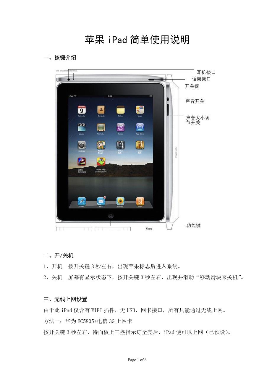 苹果iPad简单使用说明_第1页