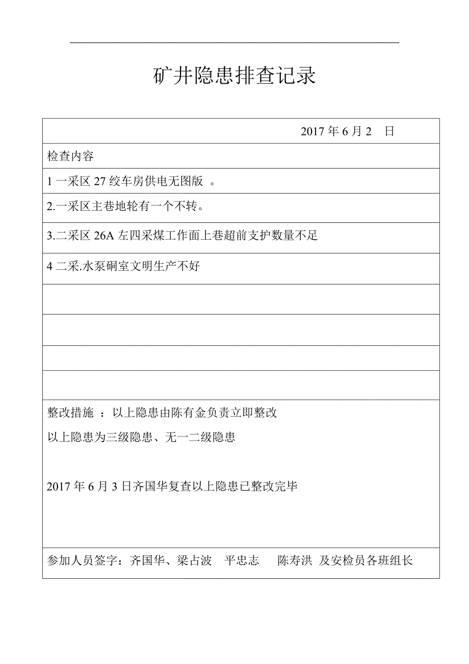 3-2-3矿井隐患排查记录2017_第3页