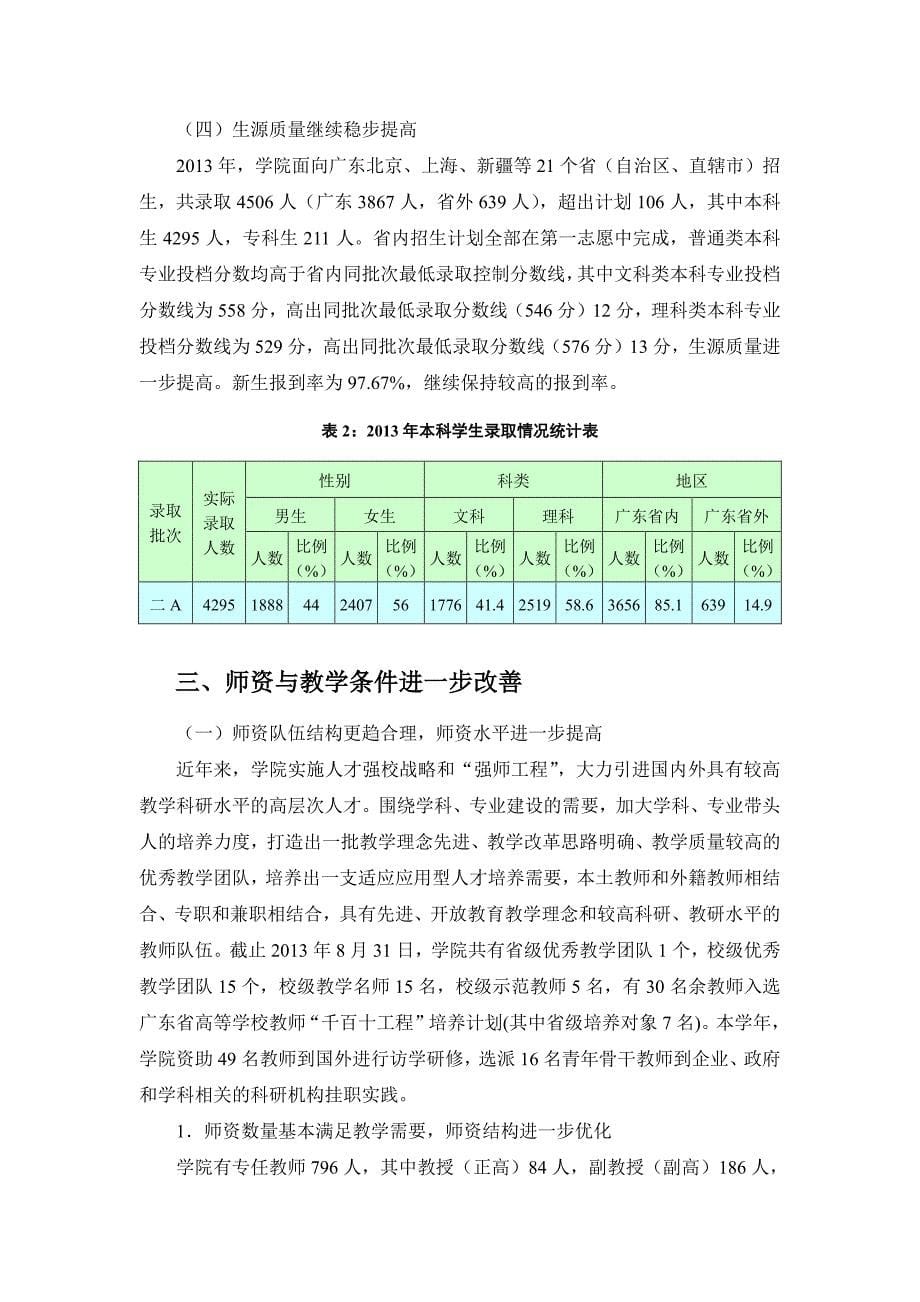 惠州学院2013年本科教学质量报告_第5页