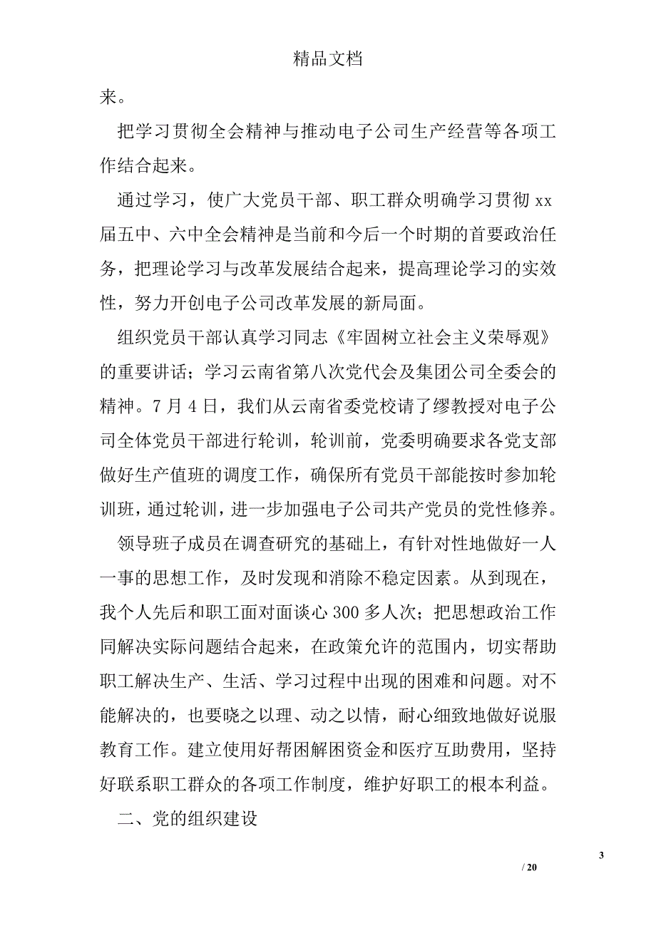 电子公司领导班子度述职报告 精选 _第3页