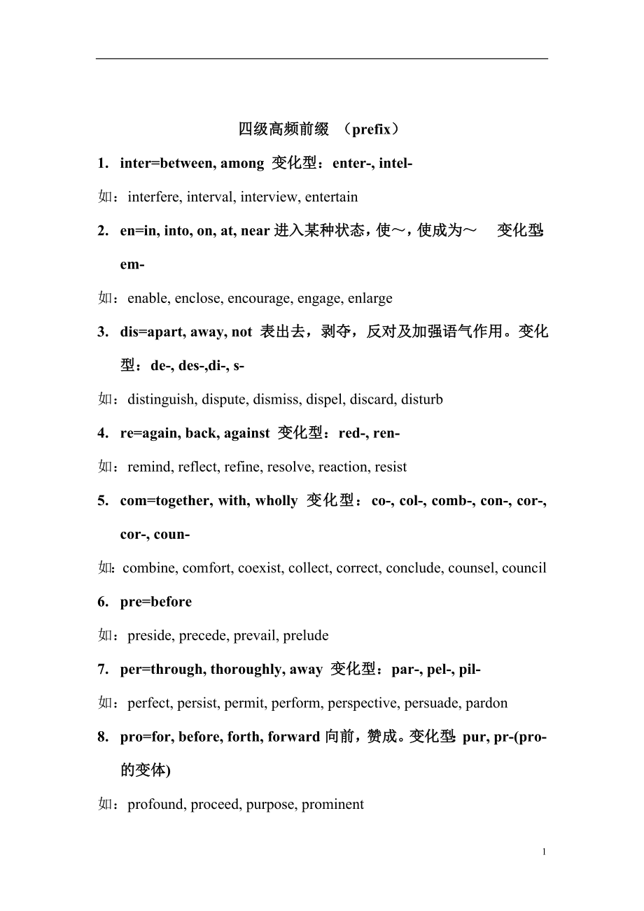 大学四级高频熟词僻义及常考词缀词组_第1页