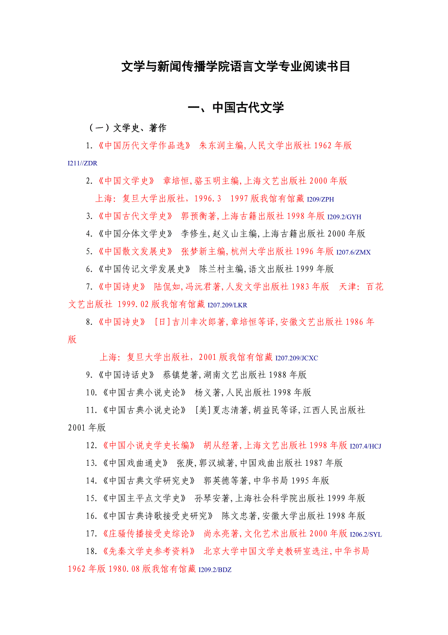 文学与新闻传播学院语言文学专业阅读书目_第1页