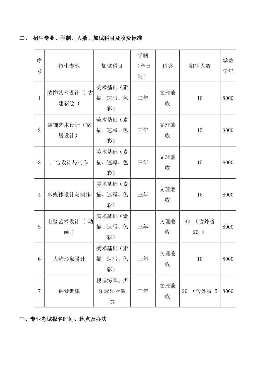 北京电子考科技职业学院2007年普通高考艺术专业招生简章试_第2页