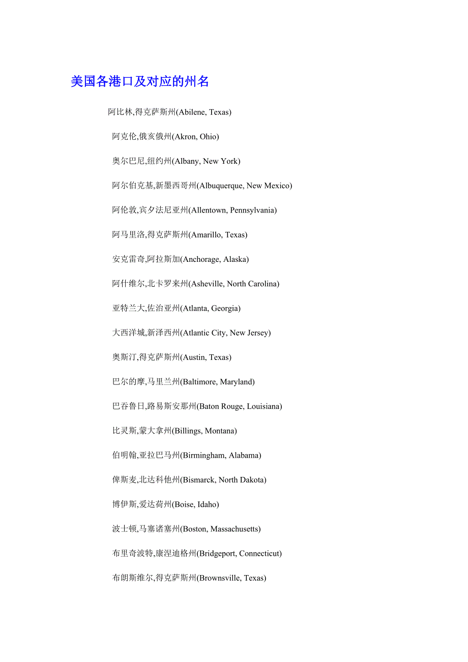 美国各州及港口_第1页