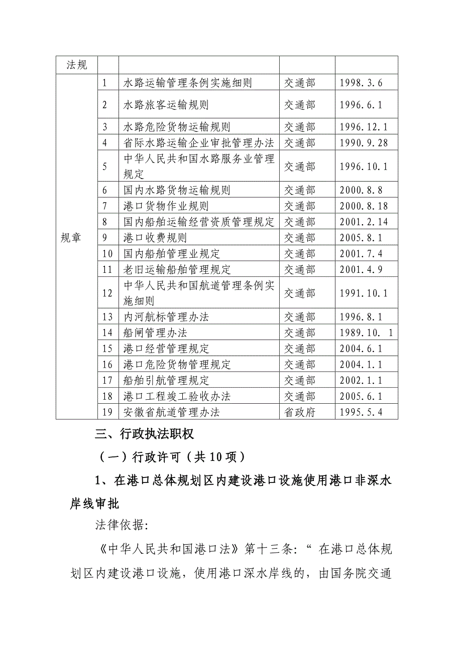 安徽省港航管理局行政执法依据_第2页