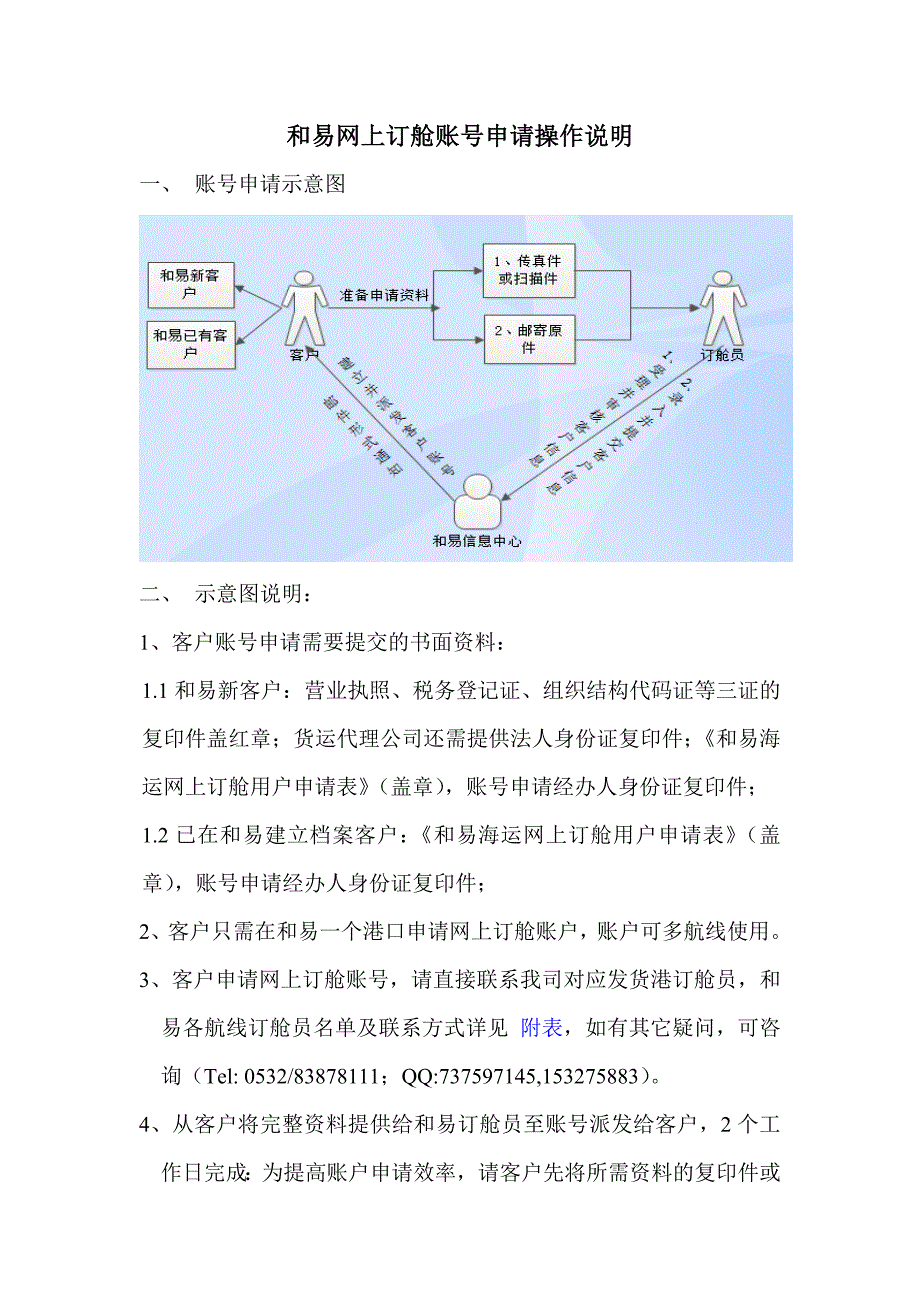 和易网上订舱系统账号申请操作说明_第1页