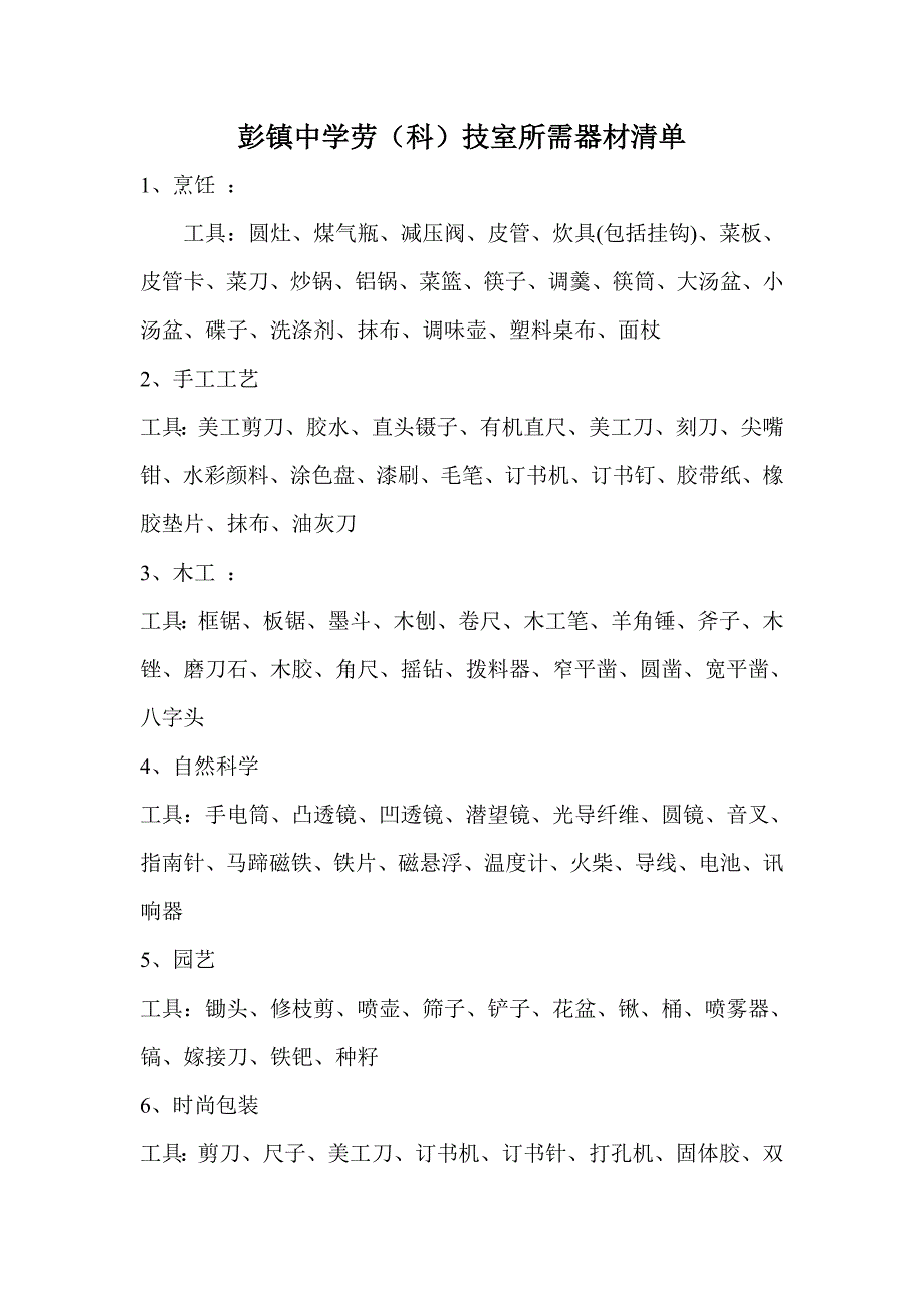 劳技室清单_第1页