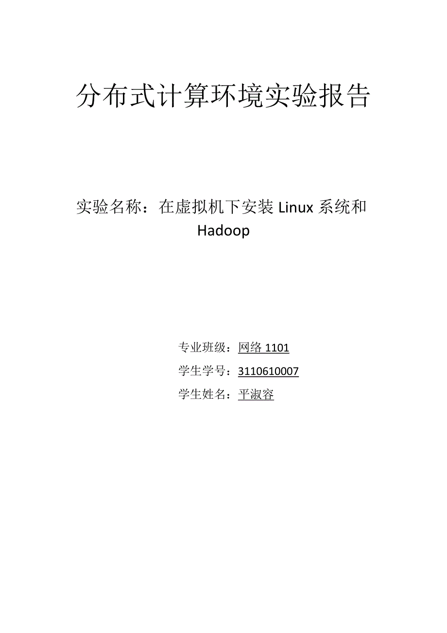 分布式计算环境实验报告_第1页